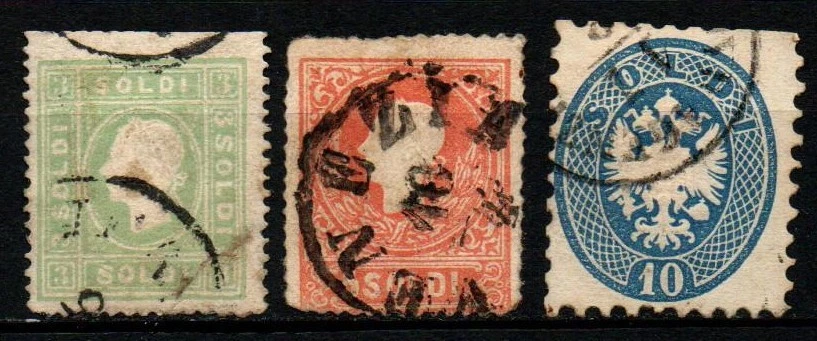 Italia - Lombardo Veneto - Selezione di francobolli con difetti - Immagine 1 di 2