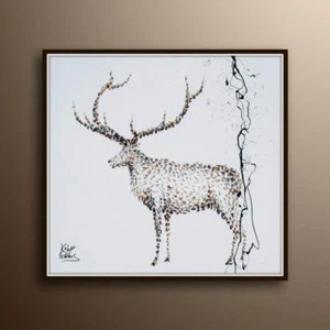 Tiergemälde 35" Hirsch Hirsch Gemälde, Ölgemälde, Original Modern Artwork - Bild 1 von 5