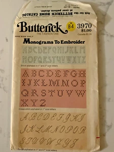 Butterick 3970 Monogram To Embroider - Uncut - Very Rare Find - Vintage 1970's - Picture 1 of 5