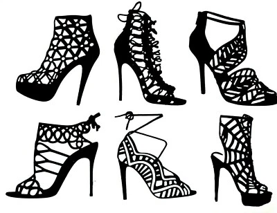 ¡INTRINCADO! TACONES DE AGUJA, ZAPATOS DE SALÓN, ZAPATOS, SILUETA TROQUELADA/CORTE, IMÁGENES PREDISEÑADAS ELEGANTES Foto 1 de 4