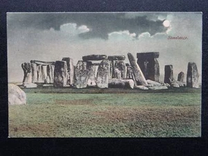 Wiltshire STONEHENGE by MOONLIGHT - Old Postcard by R. Wilkinson & Co. - Picture 1 of 2