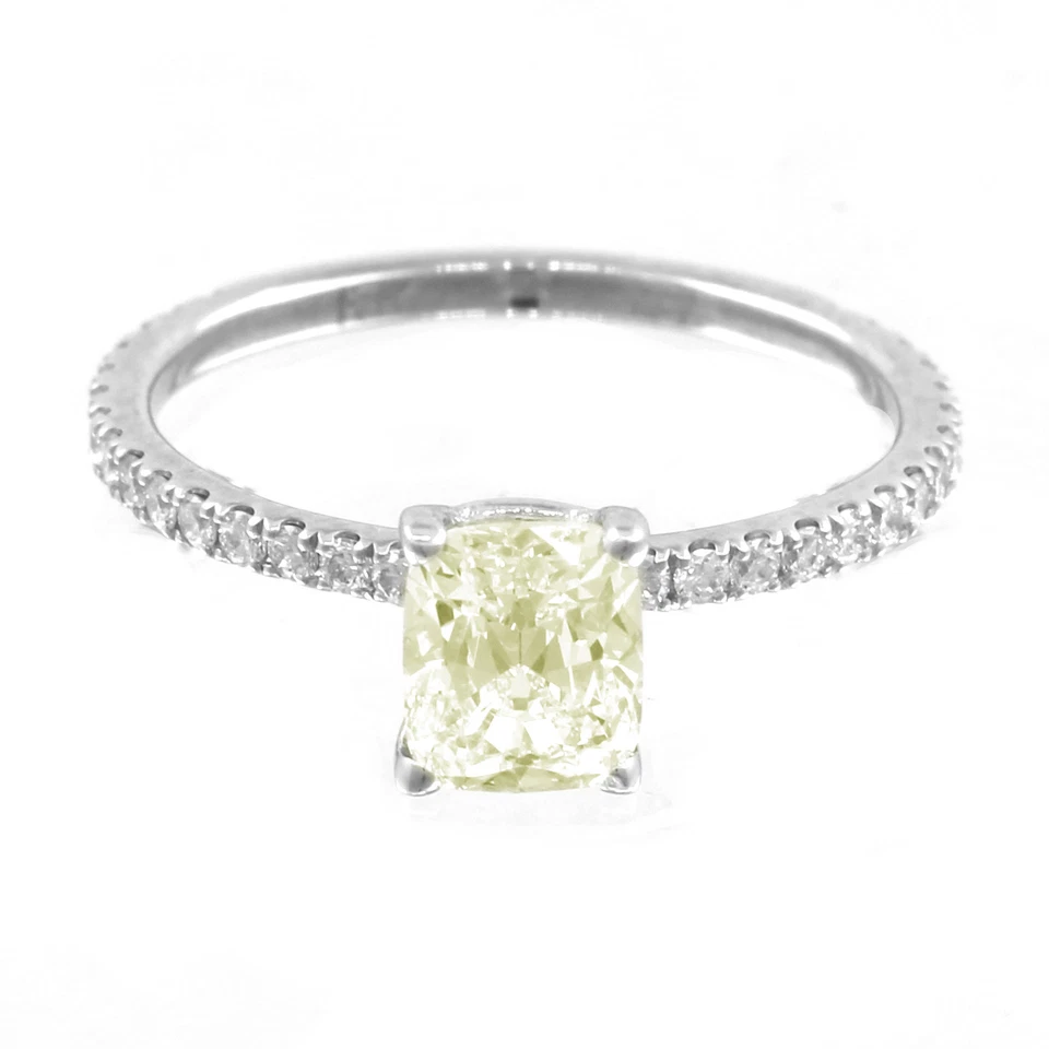 Anillo de compromiso de diamantes de 1,70 quilates con certificación GIA elegante amarillo corte cojín oro de 18 k Foto 1 de 1