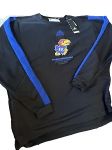 Kansas Jayhawks Adidas Black/Blue Crew Neck Sweatshirt Men’s 3XL New With Tags - Picture 1 of 1