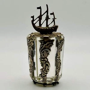 19thc Antique Dutch Silver Ship & Friendship Coin & Glass Bottle Stopper - Picture 1 of 19