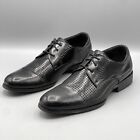 Stacy Adams Mens 7 Shoes Black Plain Toe Perforated Leather Derby Gramercy 20149