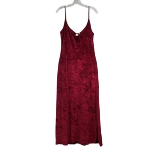 VTG Victoria's Secret Slip Dress Nightgown Long 70s Red Crushed Velvet Red M - Picture 1 of 12