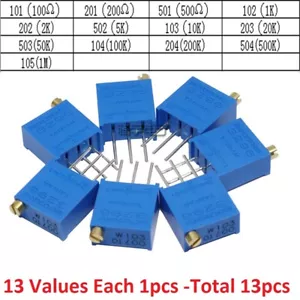100R-1M 3296W Multiturn Variable Resistors Potentiometer Kits 13 Values - Picture 1 of 3