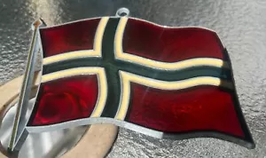 Norwegische norwegische Flagge Buntglas Hängeornament skandinavische Flagge 4,25" - Bild 1 von 4