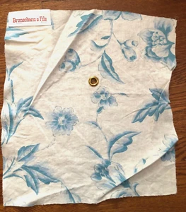 BRUNSCHWIG & FILS Mandarin Rose in Aqua 15 1/2 x 17 1/2" Linen Fabric Sample - Picture 1 of 3