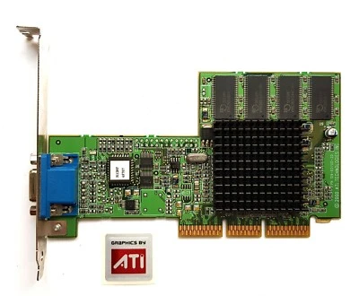 AGP vintage videocard ATI Rage 128 Pro 32MB VGA + ATI PC sticker - Image 1 of 4