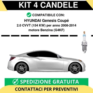 KIT 4 CANDELE per HYUNDAI Genesis Coupé 2.0 CVVT 154 kw anno 2008-2014 - Foto 1 di 2