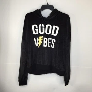 Self Esteem Hoodie Sweatshirt Women XXL Black Good Vibes Velour Pullover - Picture 1 of 7