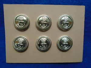 6 NEW ROYAL NAVY 19MM ANODISED STAYBRITE GOLD OFFICERS NAVAL BUTTONS, ROPE EDGE - Picture 1 of 3