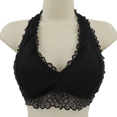 Bralette Gilly Hicks Grande Negro Encaje Cuello en V Tiras Inalámbrico Ligeramente Forrado Foto 1 de 4