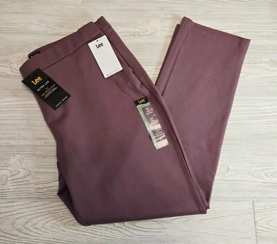 Nuevo con etiquetas Pantalón al tobillo Lee Ultra Lux ajustado para mujer talla 12 rosa púrpura The Any Wear Pull On Foto 1 de 4