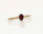 VINTAGE BEAUTIFUL STERLING SILVER RING NICE DAINTY RED STONE PEAR / TEAR SZ 8