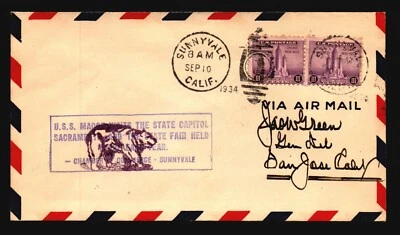 USS Macon 1934 CA State Fair Visit / Purple Cachet - Z20966 — 第 1/2 张图片