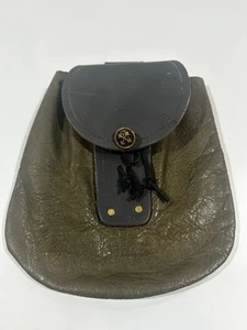Handmade Leather Medieval Renaissance Knights Belt Pouch Green Black - Picture 1 of 10