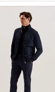 TED BAKER Mens Jacket TB 4 UK L Entil Navy Quilted Funnel Neck Reg Fit Coat NEW - Picture 1 of 24