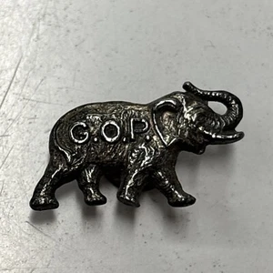Vtg GOP Elephant Republican Silver Button Collectible Pin Grand Old Party #2 - Picture 1 of 6