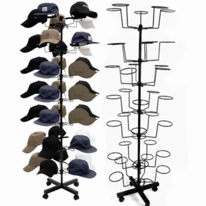 Rotating Hat Display Rack Free Standing Metal Floor Caps Headwear Stand 7 Tier - Picture 1 of 8