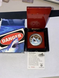 Deadly And Dangerous Series 2007 Great White Shark 1 Oz Silver Proof W/Box-COA - Picture 1 of 1
