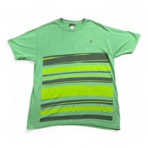Volcom Shirt Adult LARGE Green Black Stripe Y2K Skater Skateboard - Picture 1 of 8