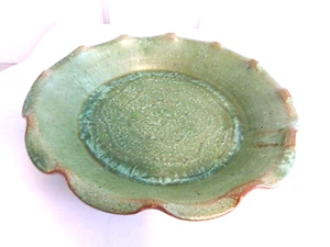 Plato pastel de cerámica esmaltado de Carolina del Norte Owens Verdigris 9,5" W nuevo de lote antiguo - Imagen 1 de 7