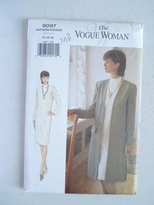Vogue Schnittmuster 9097 Misses Jacke & Kleid Größen 14 16 18 ungeschnitten  - Bild 1 von 4