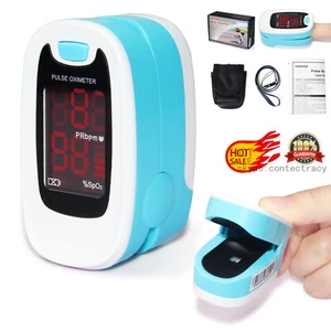 LED Fingerspitze Pulsoximeter SPO2 PR Blutsauerstoff Herzfrequenzmesser, Etui, Seil - Bild 1 von 12