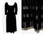 Größe 10 schwarz Samt Abendkleid - 1960er 70er Jahre Empire Taille formelles Kleid romantisch