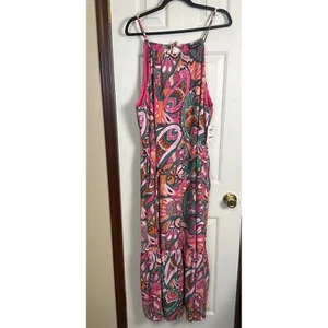 INC International Concepts Maxi Dress Halter Neck Tropical Rose Combo Size 14 - Picture 1 of 5