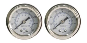 2 Pack Viair 90084 Single Needle 1.5" Dia Air Gauge White Face 160 PSI Air Ride - Picture 1 of 1