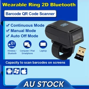 2D Bluetooth Wearable Ring Barcode Scanner Wireless Portable QR Code Scanner - Picture 1 of 10