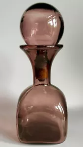 Vintage Empoli Decanter With Large Ball Stopper , Amethyst, 11 1/2 Inches Tall - Picture 1 of 4