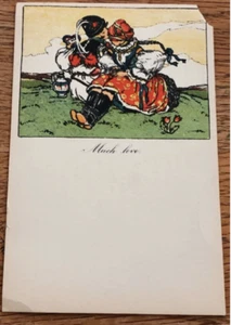 Biglietto filastrocca asilo vintage Marie Fischerova Kvechova originale anni 50 vecchia carta - Foto 1 di 4
