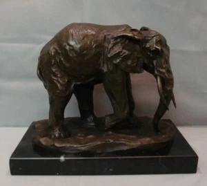 Statue Elefant Tierwelt Art Deco Stil Art Nouveau Jugendstil Stil Massive Bronze - Bild 1 von 6