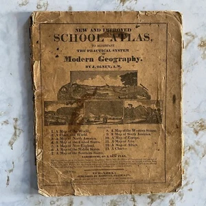 1837 Antique 12 Maps Hand Colored Olney’s School Atlas United States & World - Picture 1 of 24