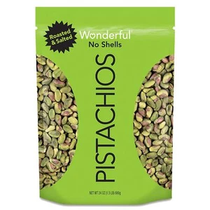 Wonderful Shelled Roasted Salted Pistachios 24 oz / 1.5 lbs No Shells Bulk Bag - Picture 1 of 1