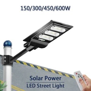 Solar LED Sensor Light Dusk to Dawn Street Lamp Yard Security Remote Control - Picture 1 of 21