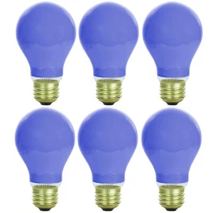 6Pack 60W A19 Light Bulb, Ceramic Blue Light Bulb, E26, 120V - Picture 1 of 2