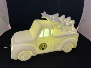 Paint It Yourself - White Ceramic Pick-Up Truck With Christmas Tree - Lights Up - Picture 1 of 10