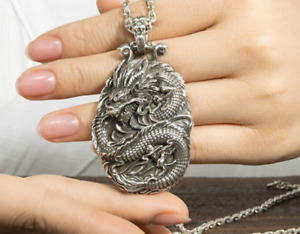 Men's Vintage Stainless Steel Dragon Pendant Lucky Necklace Jewelry Gift