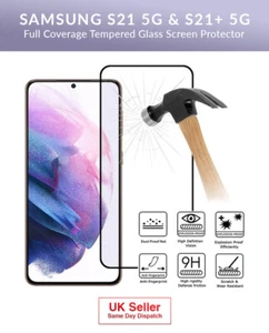Full Cover Tempered Glass Screen Protector for Samsung s21 5G & s21+ 5G Phone - Picture 1 of 9