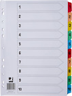 Q-Connect 1-10 Index Multi-Punched Reinforced Board Multi-Colour Numbered Tabs A