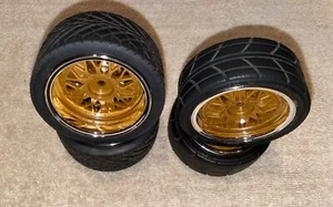 Tamiya 2-Piece Gold BBS Mesh Wheels Narrow/Wide +Radial Tires(2prs) 50548/50549 - Picture 1 of 5