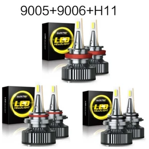 6x AUXITO H11 9005 9006 Combo LED Headlight Lamp High Low 6000K Beam Super White - Picture 1 of 11