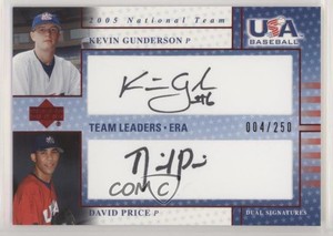2005 USA Baseball Team Leaders Dual Black Ink Kevin Gunderson David Price Auto