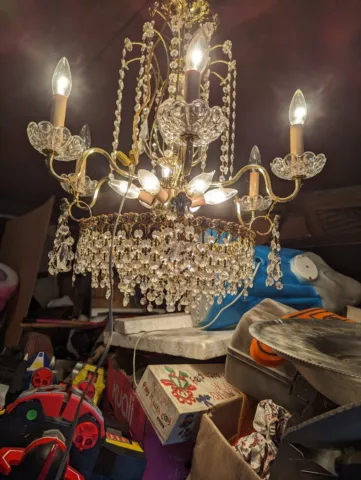 Brass And Glass Chandelier, As Is Cover