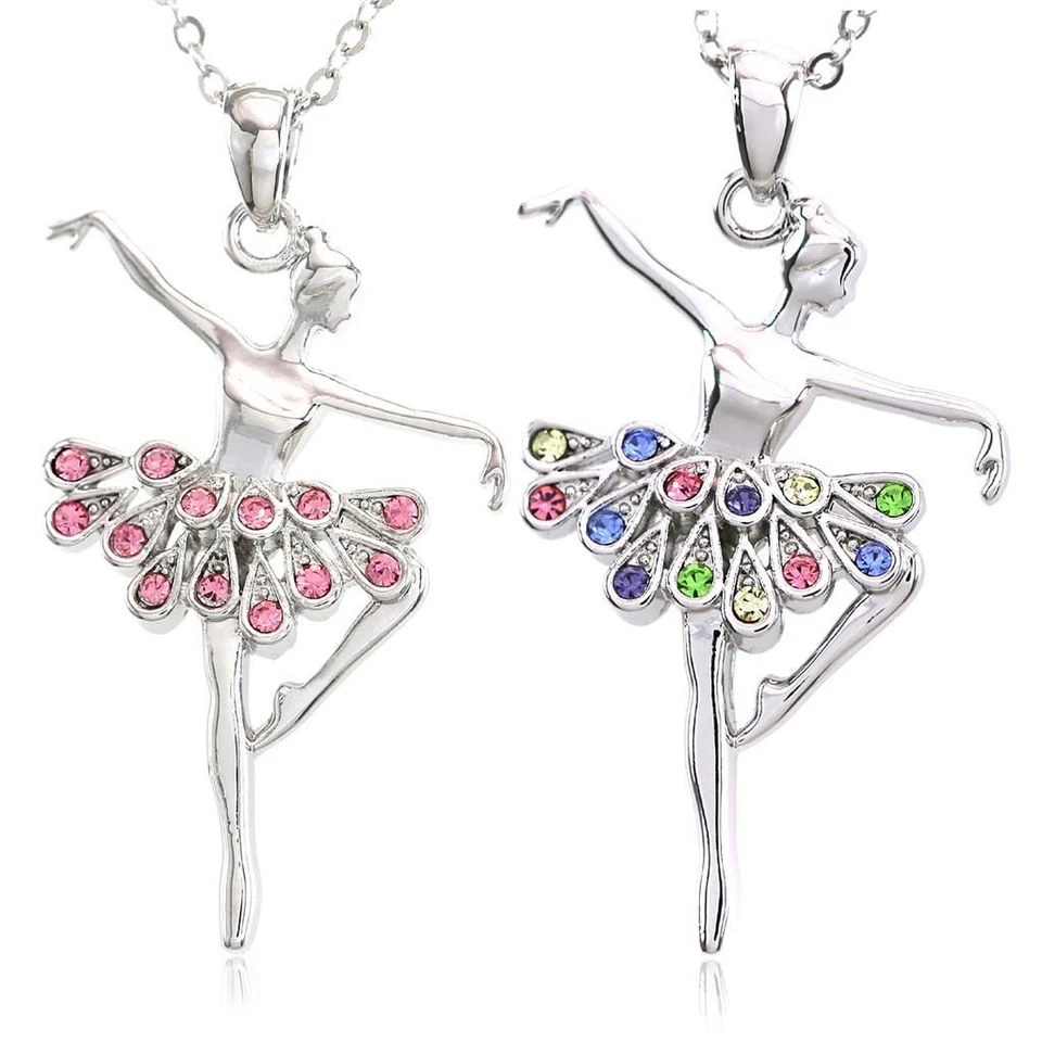 Pingente de colar de bailarina rosa multicolorido recital de dança balé presente amuleto de menina - Imagem 1 de 1
